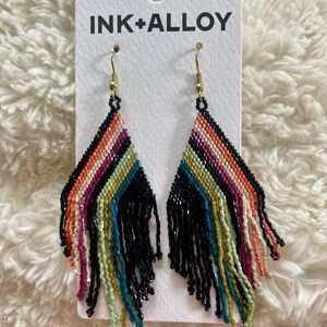 INK+ALLOY Multicolor Beaded Fringe Earrings